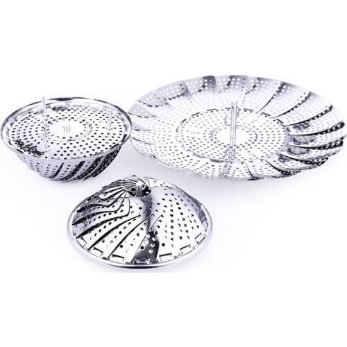 1PC Stainless Steel Silver Folding Collapsible Vegetable Food Fish Steamer Plate Tray Pastry Bun Steaming Stocked Cooking PL 008