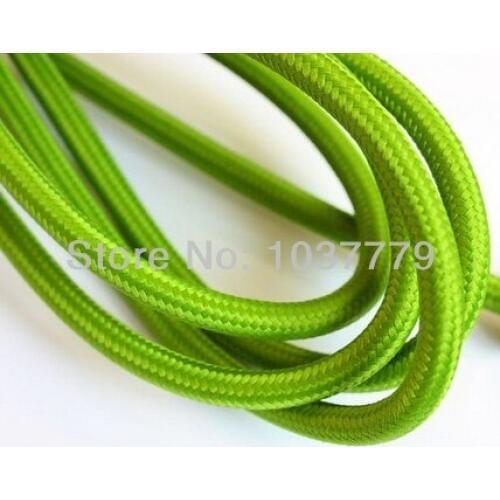 30meters/lot light green color vintage twist textile cable double-pole cord with fabric cover
