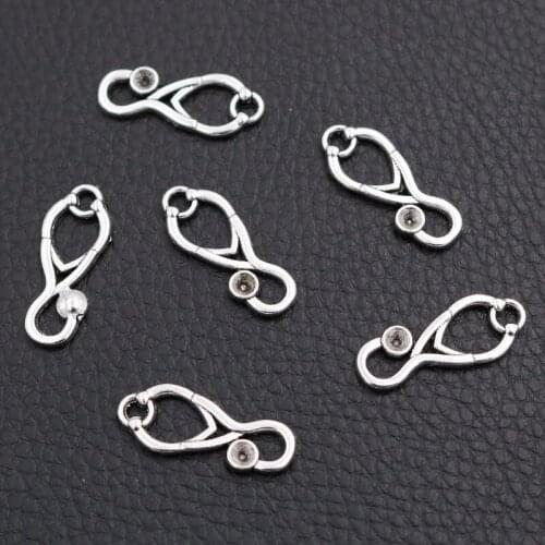 30pcs Silver Color Plated Syringe Pendants Syringe Pendants Jewelry Making Stethoscope Pendants For DIY Handmade Crafts 23*9mm