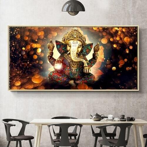 5D Diamond Painting Animal Mosaic Wall Art Ganesha Statue Buddha Painting Religion Golden Handmade Diamond Embroidery Elephant