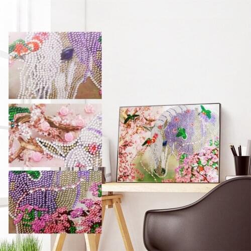 5D DIY Special Shaped Diamond Painting Flower Horse Handmade Needlework DIY Diamond Embroidery Animal Rhinestone Picture