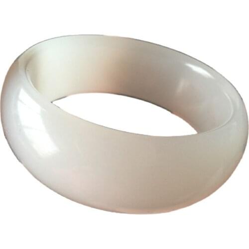 China Hand Engraving Widening Jade Bracelet White Jade Bracelet 62mm Diameter Bangle