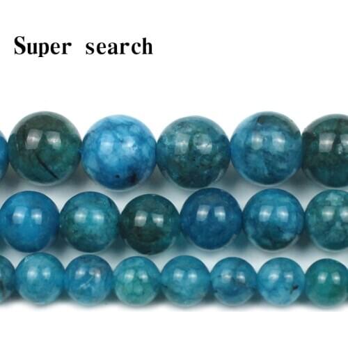 Natural Blue Apatite Gem Stone Beads Smooth Round Loose Beads 15'' 6/8/10mm For Jewelry Making DIY Bracelet Pendant Necklace