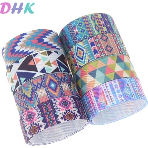 DHK 50yards aztec tribal Printed Grosgrain Ribbon Accessory Hairbow Headwear Decoration DIY Wholesale OEM S1149