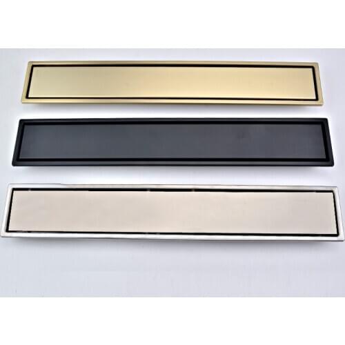 Long Strip Floor Drain Black Shower Floor Drain Brushed Gold Bathroom Deodorant Concealed Floor Drain Strainer Cover Grate Waste