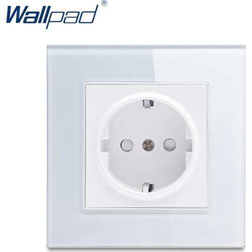 EU 2 Pin German Socket Wallpad Luxury Crystal Glass Panel Electric Wall Power Socket Electrical Outlets For Home Schuko