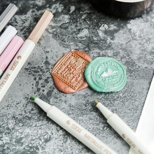 Sealing Wax Coloring Pen for Wax Seal Stamp Mark Pen Decoration Wax Seal Metal Gold Color Tracing Line Pen 10Color