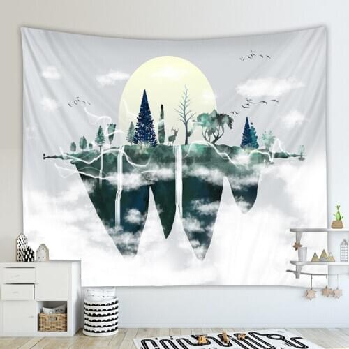 Forest tree wall tapestry new design wall cloth moon mountain boho curtains wall carpet trippy tapestry