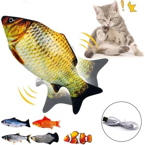 Cat USB Charger Toy Fish Interactive Electric floppy Fish Cat toy Realistic Pet Cats Chew Bite Toys Pet Supplies Cats dog toy