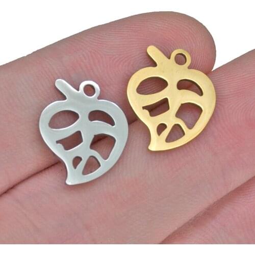 5Pcs/Lot 16x13mm Stainless Steel Lover Heart Gold Silver Color Pendant Charms Jewelry DIY Making Earrings Accessories Findings
