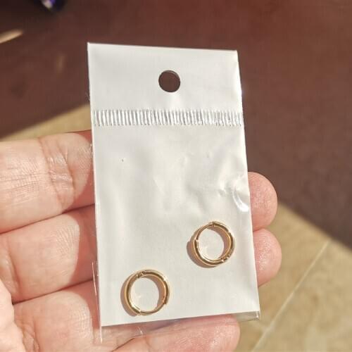 Gold Color Size Small 11mm Circular Hoop Earrings Ear Loop Smooth Ring 316 Stainless Steel Jewelry IP Plating Anti Allergy