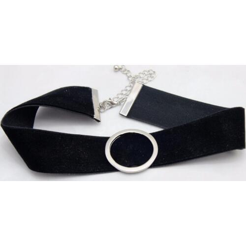 Minimalism aura of high cold concise composite faux suede metal buckle necklace