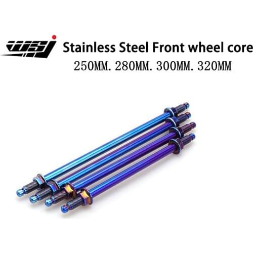 Modification of Motorcycle Electric Vehicle Front axle with stainless steel burnt blue axle, front wheel center screw, Blue Tita