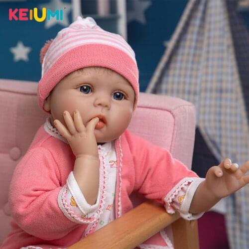 KEIUMI Fashion Soft Silicone Reborn Baby Doll 22'' 55 cm Lifelike Boneca Reborn Brinqudos For Kids Birthday Gift Bedtime Play