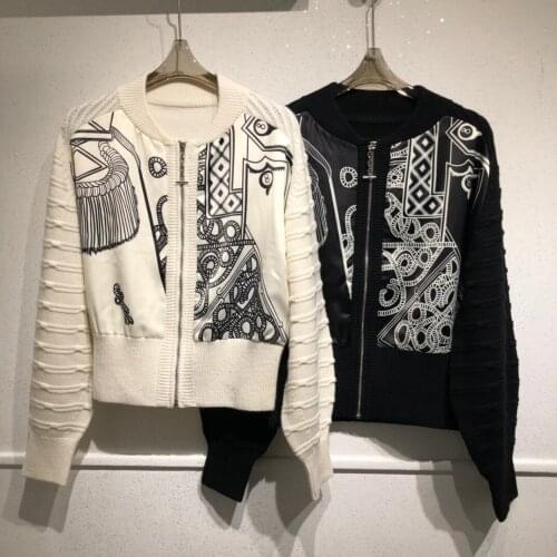 2021 new fashion black white cardigan jacket