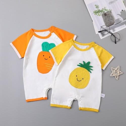 New Summer Baby Girl Rompers Cotton Breathable Cartoon Fruit Patchwork Short Sleeve Baby Romper Jumpsuit Cute Baby Clothes 0-18M