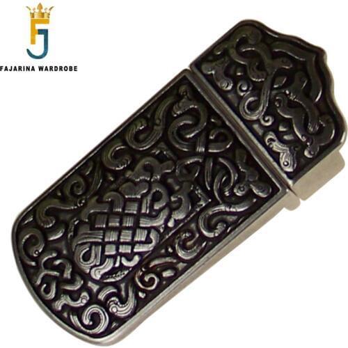 FAJARINA New Arrival Fashion Plate with Silvery Retro Style Belt Buckle Slide Buckles For 3.6-4.0cm Width Smooth Belt BCK014