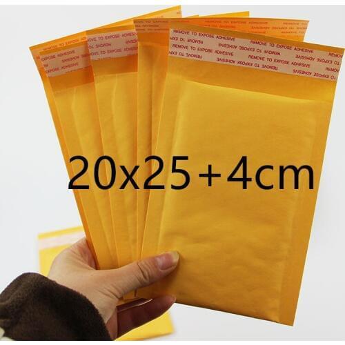 Hot Sale 200mm X 250mm+40mm PE Bubble Padded Kraft Paper Mail Envelope Bag Yellow Transport Packaging Free Shipping