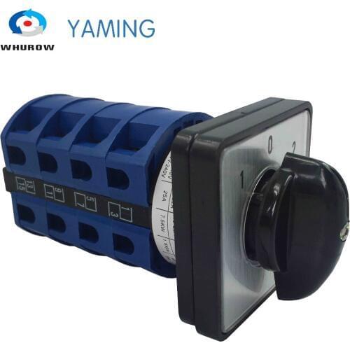 LW26 YMW26-25/4 Rotary switch knob 3 position 1-0-2 High quality changeover cam switch 25A 4 phase 16 terminals silver contact