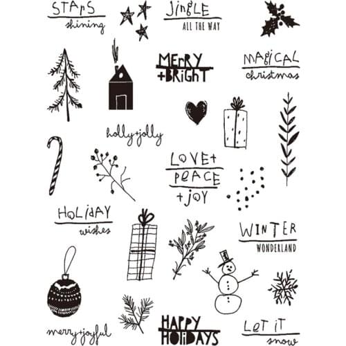 2021 New Christmas Words Clear Stamps Sets Tree and Iris Leaves Die Scrapbooking For Crafts Card Making no Metal Cutting Dies