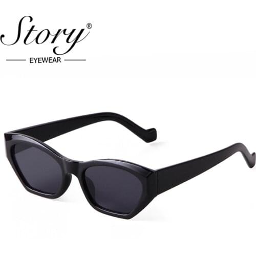 STORY Vintage Black Cat Eye Sunglasses Women Men 2021 Brand Designer Retro Fashion Leopard Frame Polygon Shades Female S8802C