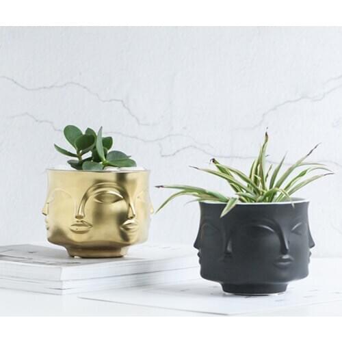 Man Face flower vase home decoration accessories modern ceramic vase for Flowers Pot planters