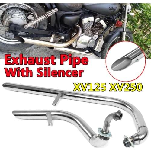 Motorcycle Exhaust Pipe Motorcycle Muffler Exhaust Pipe System+Silencers For Yamaha Virago /V Star XV 125 XV 250 Stainless Steel