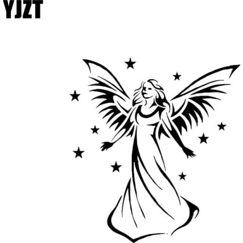 YJZT 13.3*12.1CM Lovely Figure Princess Happy Angel Decal Silhoutte Black/Silver Covering The Body Car Sticker Vinyl C20-1555
