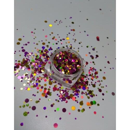 YM-009 1/2/3MM Mix "Confetti" Round Dot Spangle shape glitter Flake cosmetic powder for nail Gel polish-50g/200g/bag