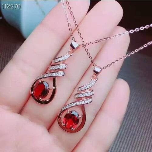 Pakistan natural Garnet Necklace 925 silver 3x4mm Gemstones Jewelry