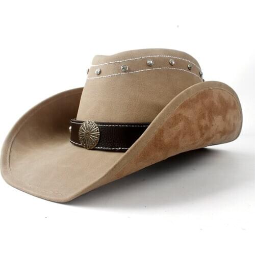 2019 New Fashion Western Cowboy Cowgirl Hat With Punk Leather Ribbon Lady Dad Sombrero Cap Roll Up Hat Size 58-59CM