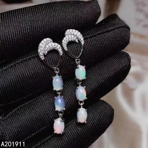 KJJEAXCMY fine jewelry natural opal 925 sterling silver women earrings long paragraph support test luxury