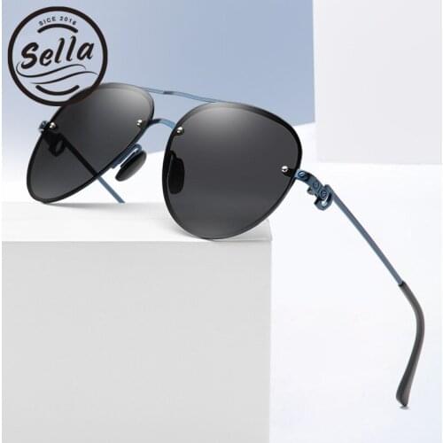 Sella 2021 New Arrival Fashion Women Men Oversized Pilot Polarized Sunglasses Classic Alloy Textured Frame Glasses Gafas De Sol