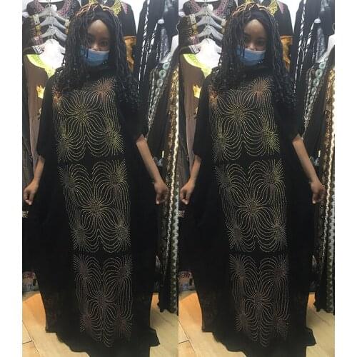 Fashion jubah New Abaya long Dashiki Diamond and Flower Clothes Black Dress Kalama loose and comfortable Muslim Robe For Lady