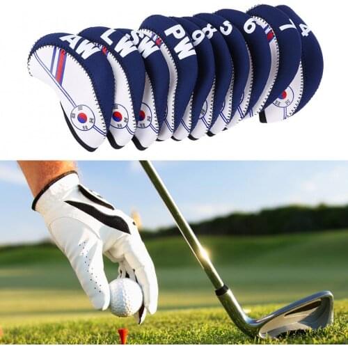 10 pieces/set of golf club head protective cover, national flag two-color iron rubber cap, golf club accessories, 골프 클럽 프로텍터