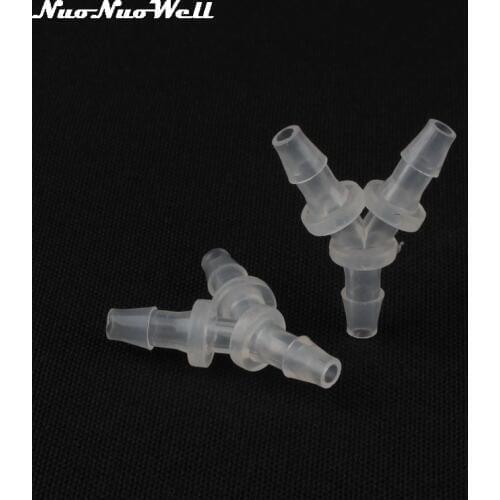 10pcs NuoNuoWell 4mm 5mm Water Pipe Hose PE Equal Tee Y Connector for Aquarium System Air Pump Environmental Hose Fittings