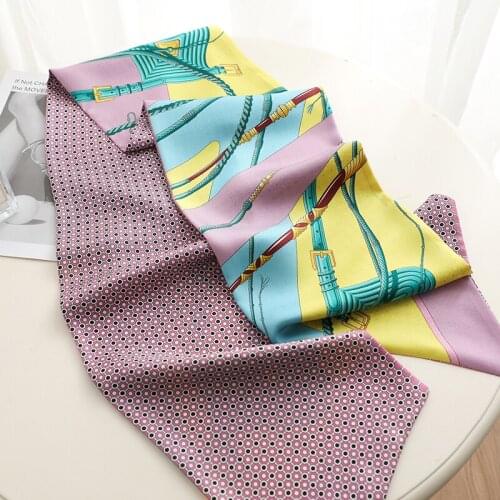 100% Twill Silk Scarf Women Double-sided Printing Design Classic 160*20cm Scarves Neckerchief Multipurpose 6 Colors New Fashion