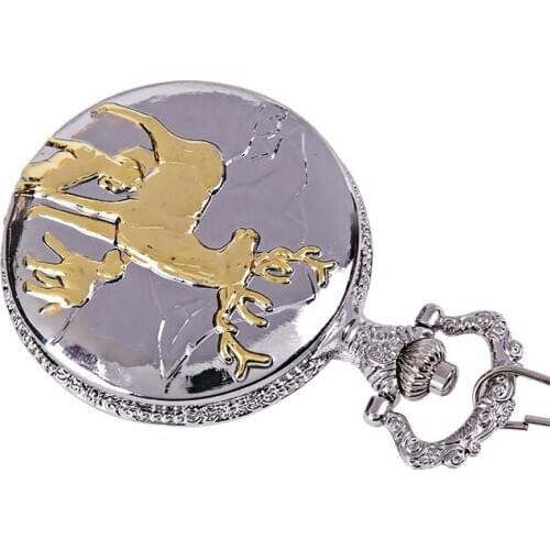 50pcs/lot Retro Silver and Gold Deer Quartz Pocket Watch Men Women Gift Watches with Chain Wholesale