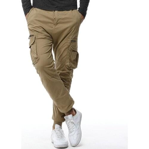 Men Ankle Banded Casual Slim Jogger Pants 2021 Cotton Cargo Pants Men Pantalon Hombre