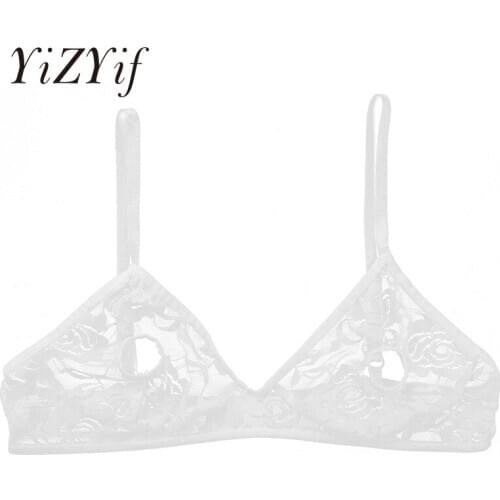 Womens Lingerie Open Nipple Bras Sexy Sheer Exotic Bras Soft Lace Floral Sheer Nipple Hollow out Bralette Wire-free Unlined Bra
