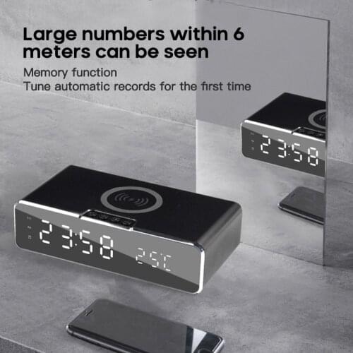 Clock Wireless Charger Mobile Phone Bluetooth Headset Dual-use LED Smart Silent Alarm Clock Wireless Charger For Airpods Apple