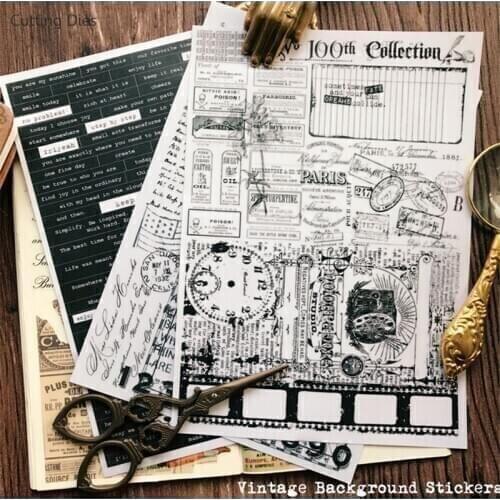 Black White Color Retro European Pattern Vellum Paper Stickers For Scrapbooking Happy Planner Card Making Journaling Project