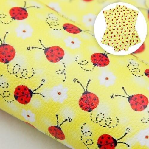 David accessories 20*33cm Bug Printed Litchi Grain Faux Leather Fabric Sheets For Making Handmade Earring,1Yc9977