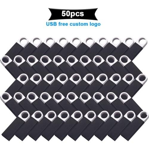 50pcs/lot Custom logo Usb Flash Drive Usb 2.0 Pen Drive Metal Waterproof Flash Drive 32G 128GB Pendrive 64GB Flash Memory Stick