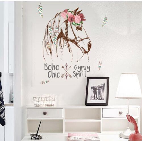 Artistic creativity horses head wall sticker PVC Material DIY wall decals For Living room background wall bedroom decor sticker