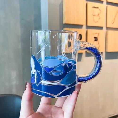 Coffee cup pear flower glass ocean fish scale shell Mug bear Cherry Blossom straw