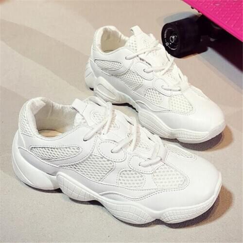 Mesh thick sole casual Sneakers shoes womens shoes ins autumn new ladies lace breathable movement shoes