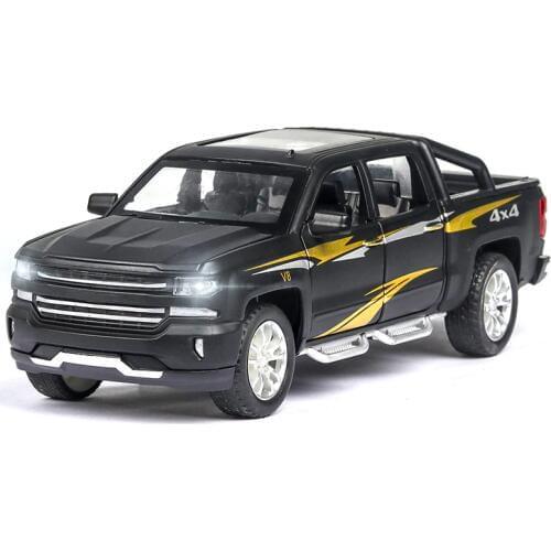 1:32 Scale Diecasts SILVERADO V8 Pickup Truck Model Vehicles Toys Alloy Auto Speelgoed With Hot Pull Back Wheels Cars Toys Gifts