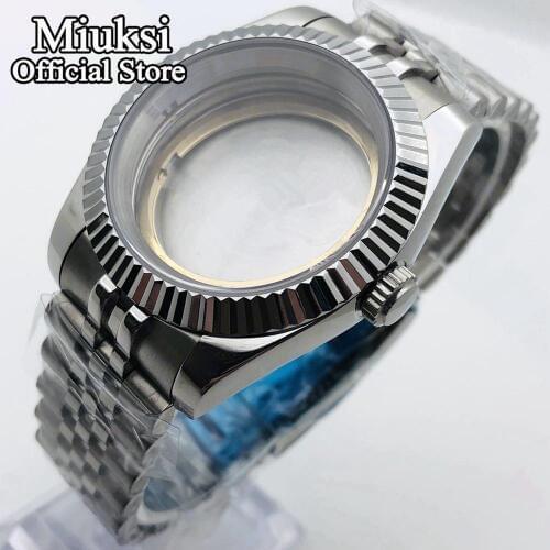 Miuksi 40mm silver case sapphire glass jubilee bracelet fit NH35 NH36 ETA2836 Miyota8205 8215 821A Mingzhu DG 2813 3804 movement