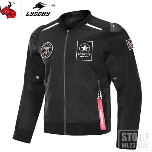LYSCHY Motorcycle Jacket Summer Mens Breathable Mesh Moto Motobiker Riding Jacket Anti-fall Locomotive Motocross Riding Jacket